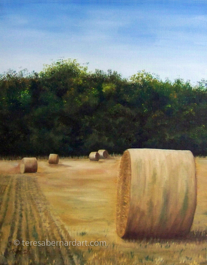 Round Hay Bales painting