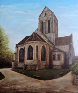 Church landscape painting