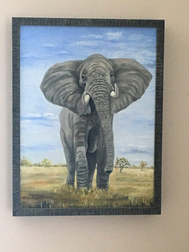 framed African Elephant painting 