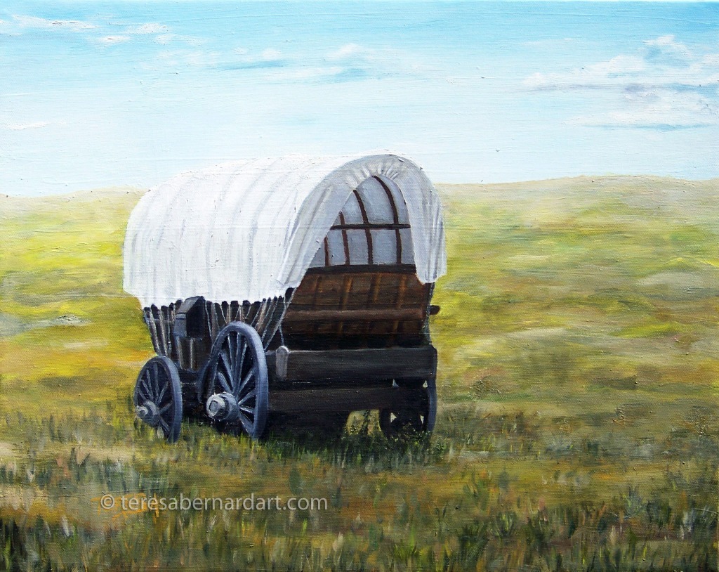 covered wagon painting