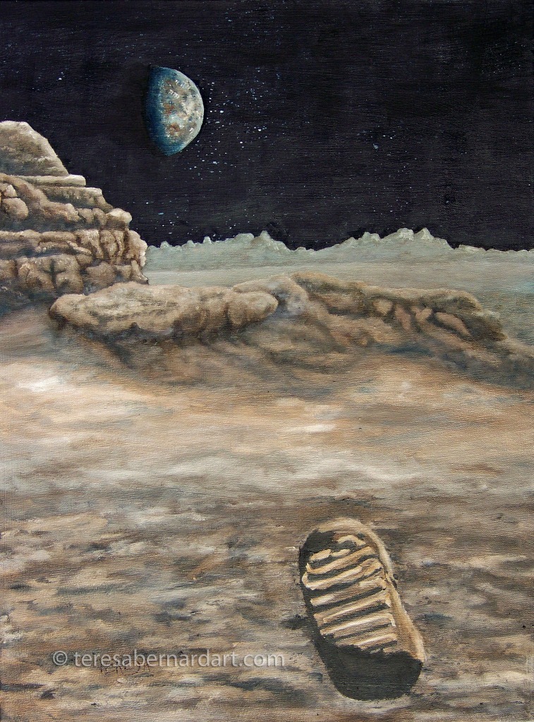 first footprint on the moon painting