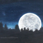 Moonset oil painting