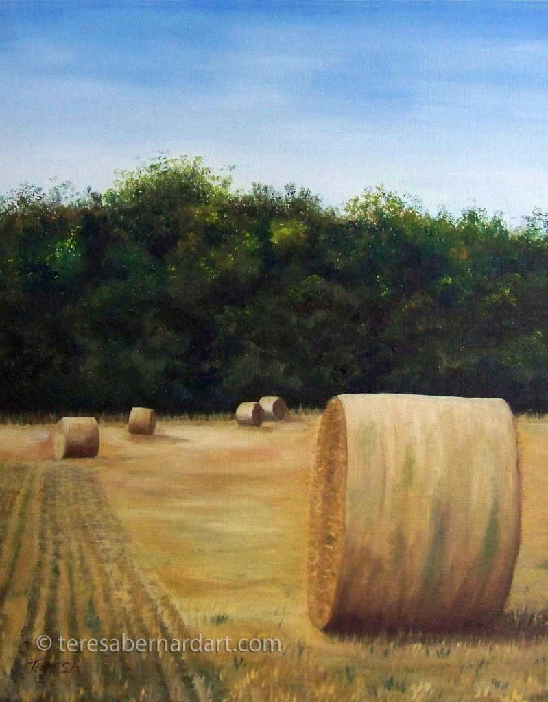 round hay bales painting