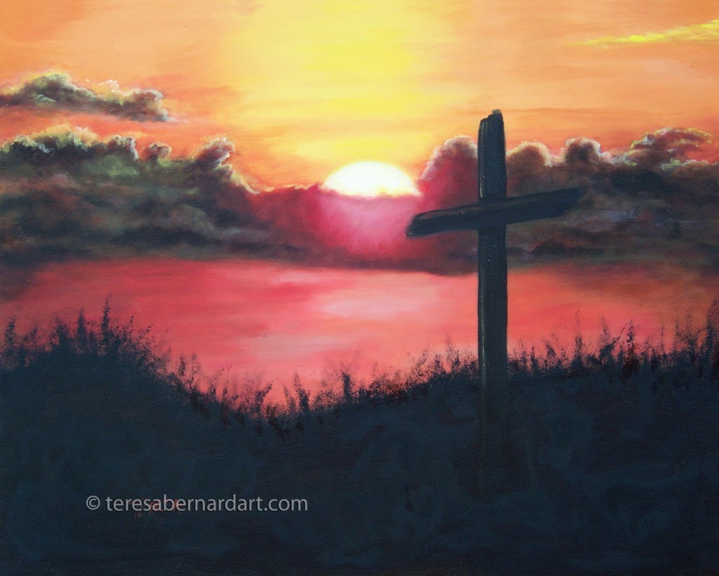 Calvary Sunset painting