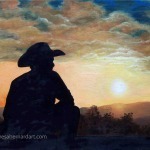 Cowboy Sunset canvas wall art