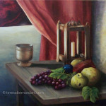 fruit candle still life painting