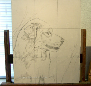 sketch image on the canvas using a grid