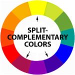 split-complementary color scheme on the color wheel