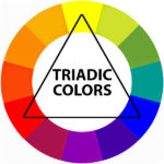 triadic color scheme indicated on the color wheel