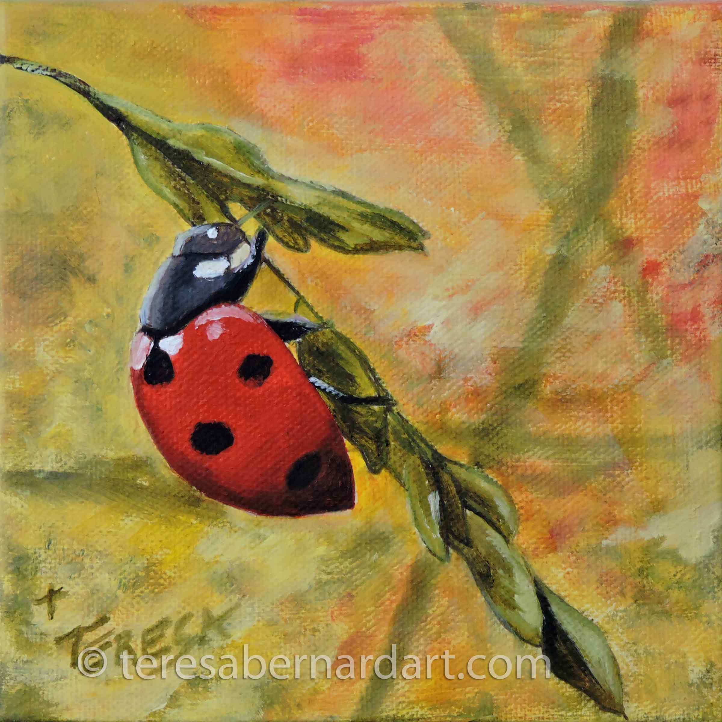 Lady Bug Dot Art Painting