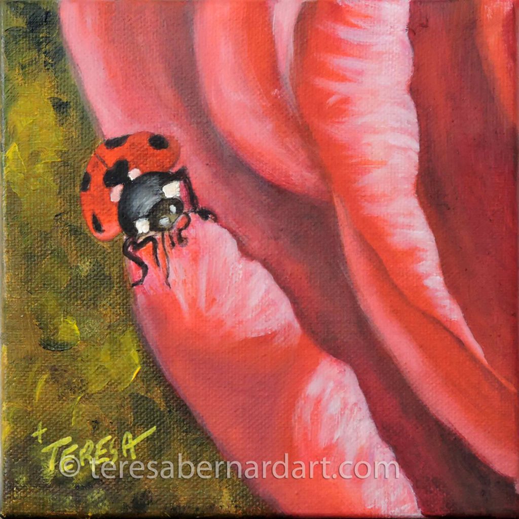 ladybug oil painting