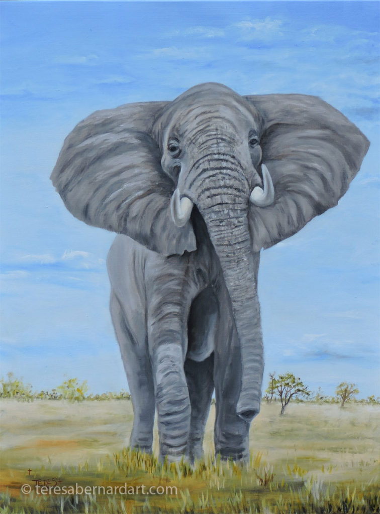 Onwijs African Elephant On The Serengeti | Teresa Bernard Oil Paintings SW-32