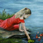 Girl In Red The Dress Painting by Teresa Bernard