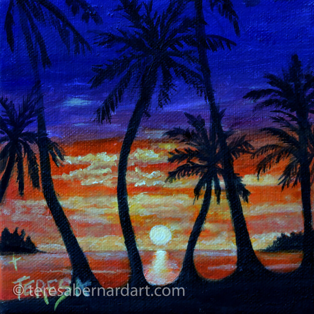 tropical sunset painting