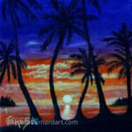 tropical sunset painting by Teresa Bernard
