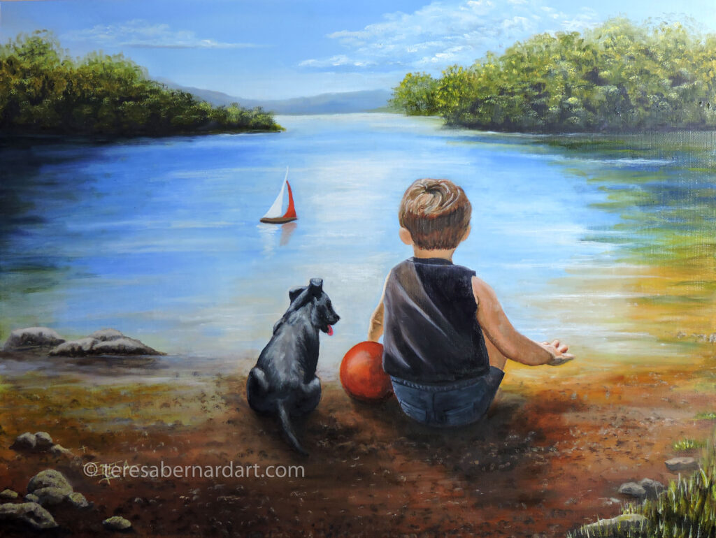 Boy and Dog painting