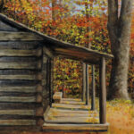 Log Cabin Painting by Teresa Bernard
