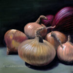 Red and Yellow Onions still life art
