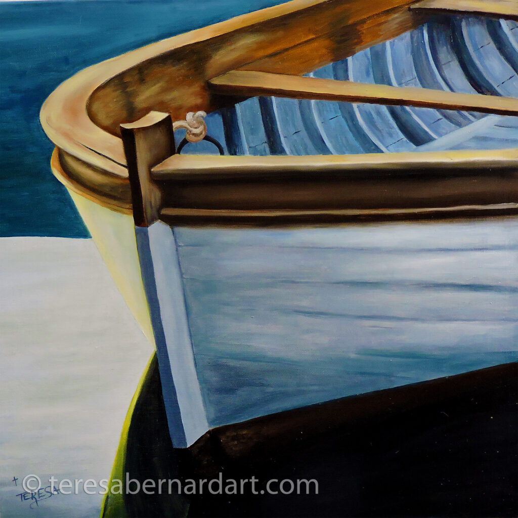 wooden boat painting