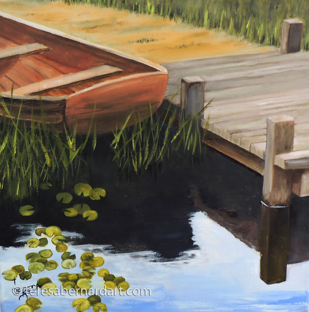 rowboat oil painting