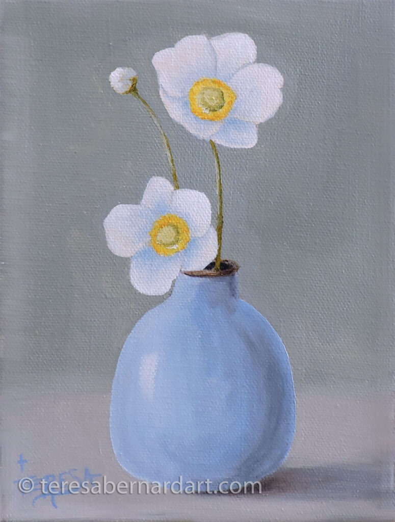 white poppies painting