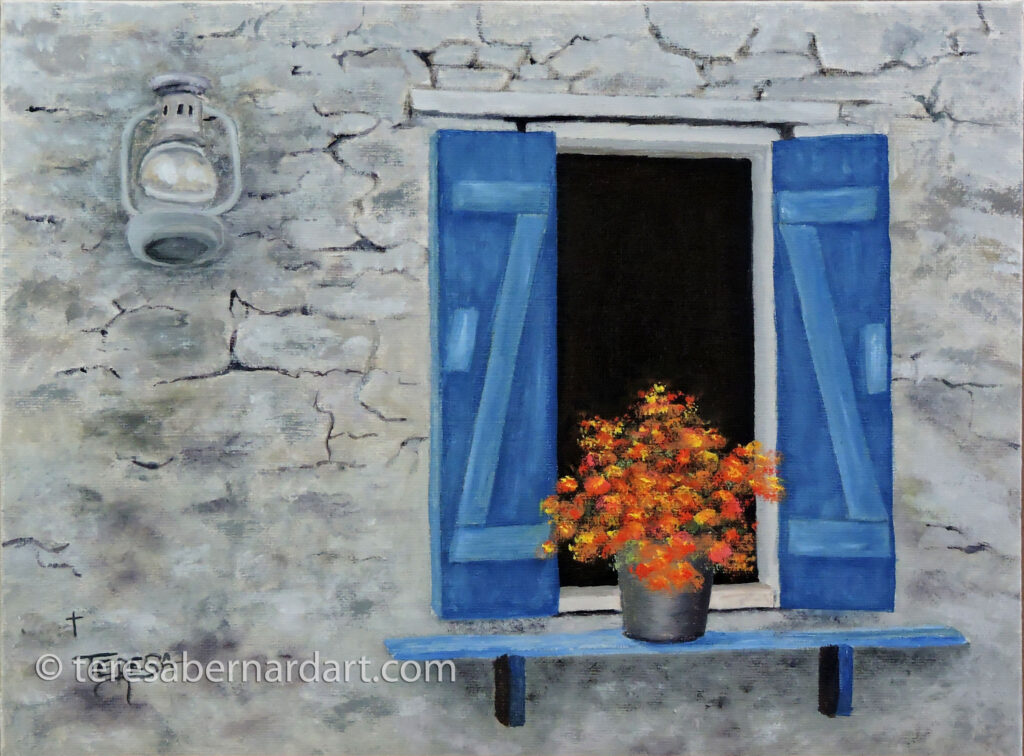 blue shutters painting