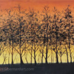 silhouette trees painting