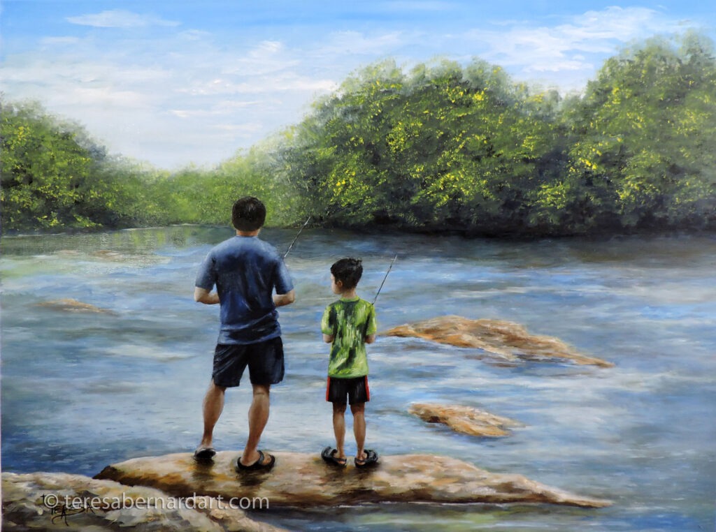 dad and son fishing