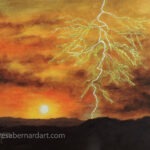 lightning sunset painting