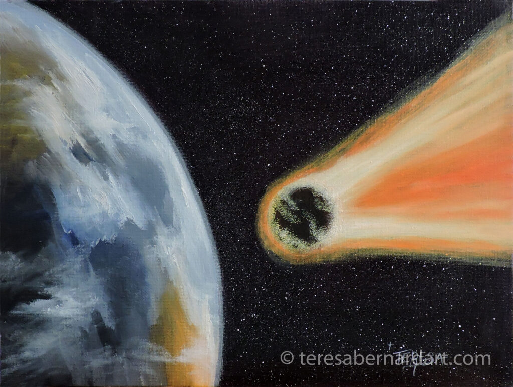asteroid collision course painting